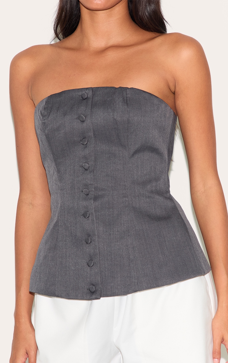 Charcoal Woven Structured Bandeau Vest image 4