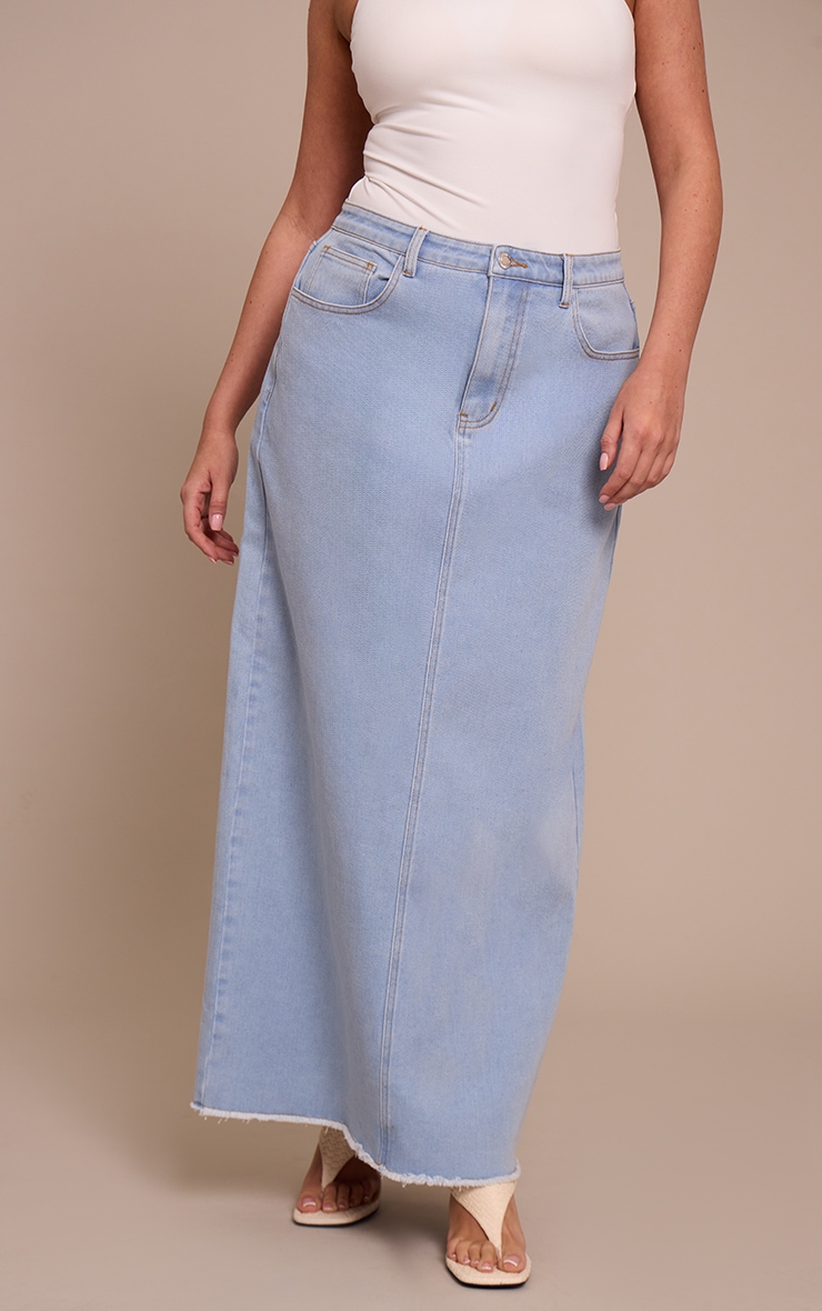 Shape Jupe longue droite en jean stretch bleu clair image 2