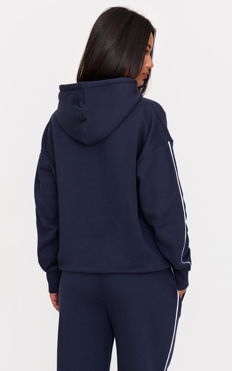 Navy Borg Embroidered Sportive Hoodie image 2
