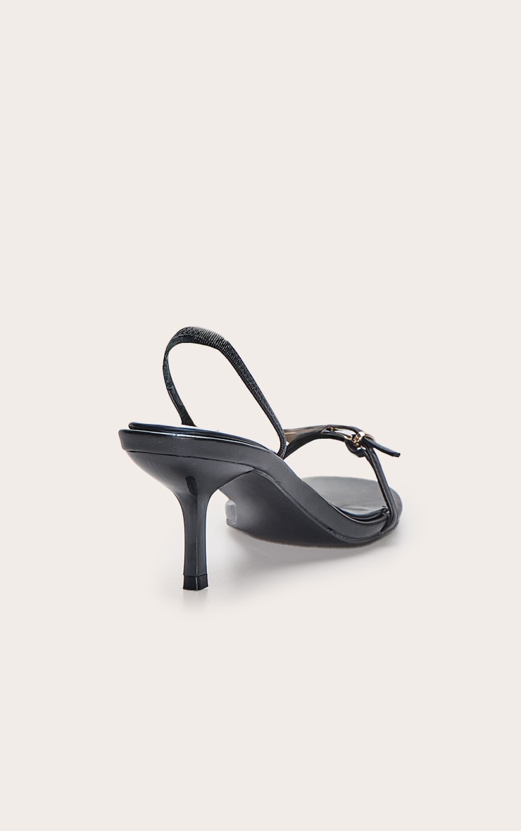 Black Buckle Sling Back Round Toe Heeled Sandal image 4