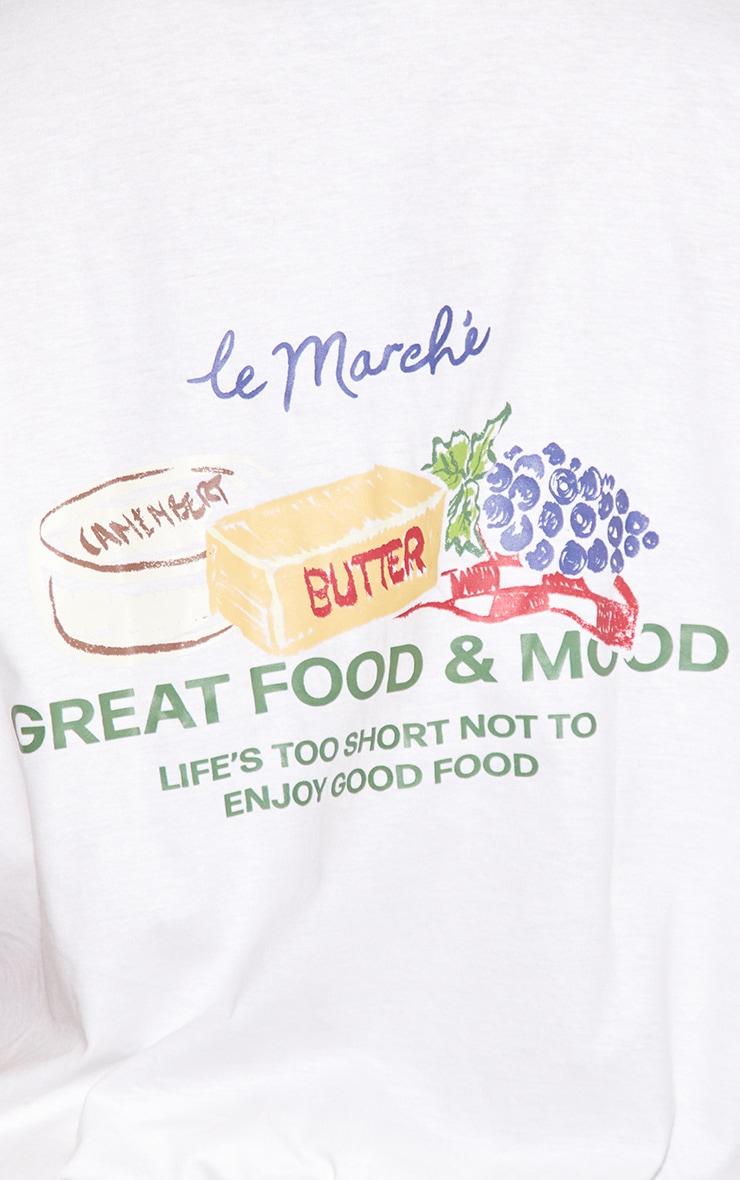 White Food Market Graphic Oversized T-shirt image 4