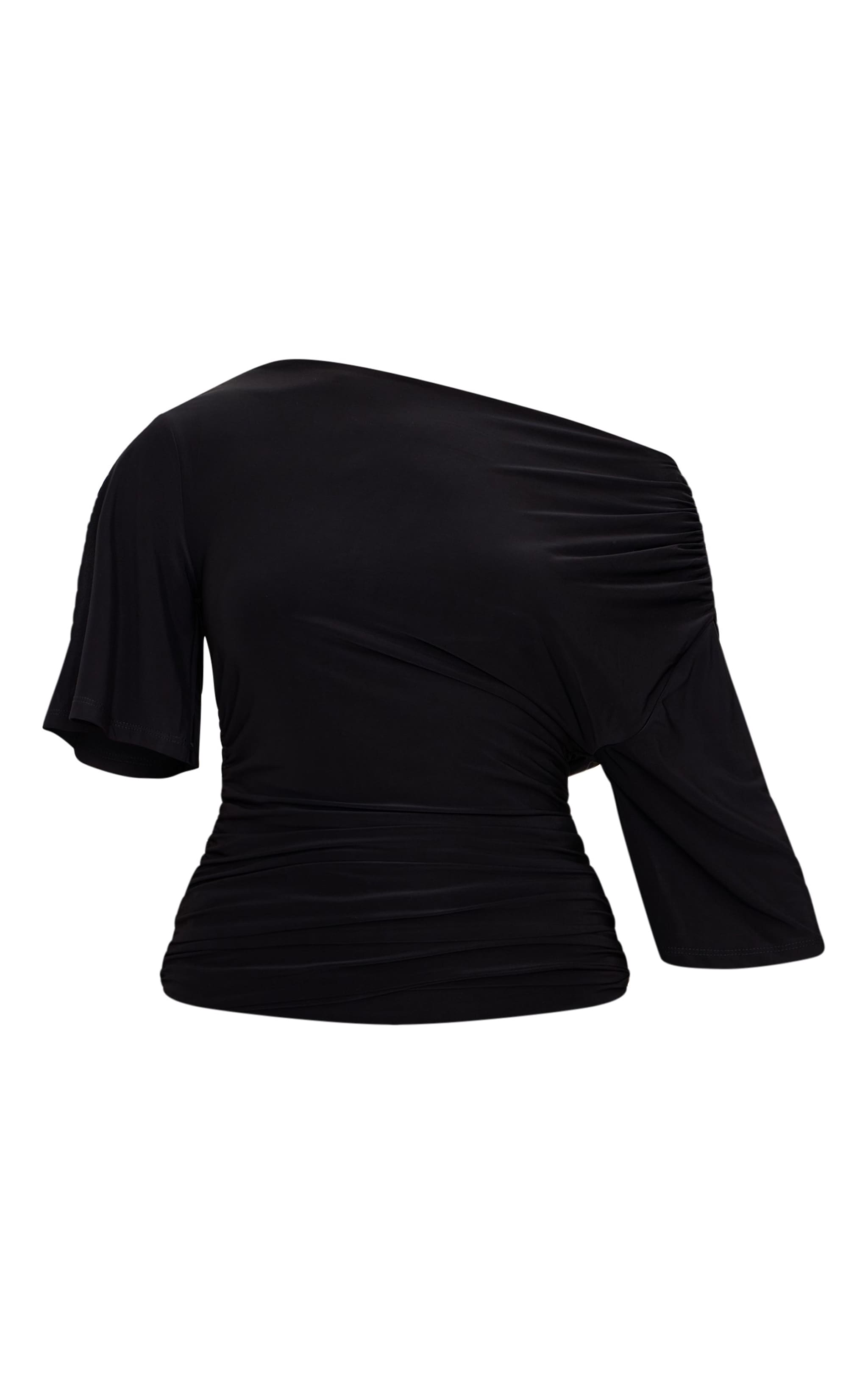 Black Slinky Slouchy Asymmetric Long Top image 5