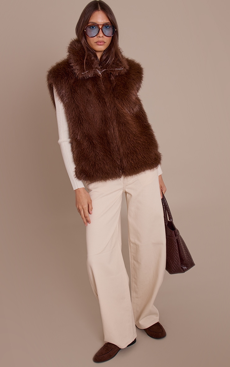 Chocolate Faux Fur Vest image 3