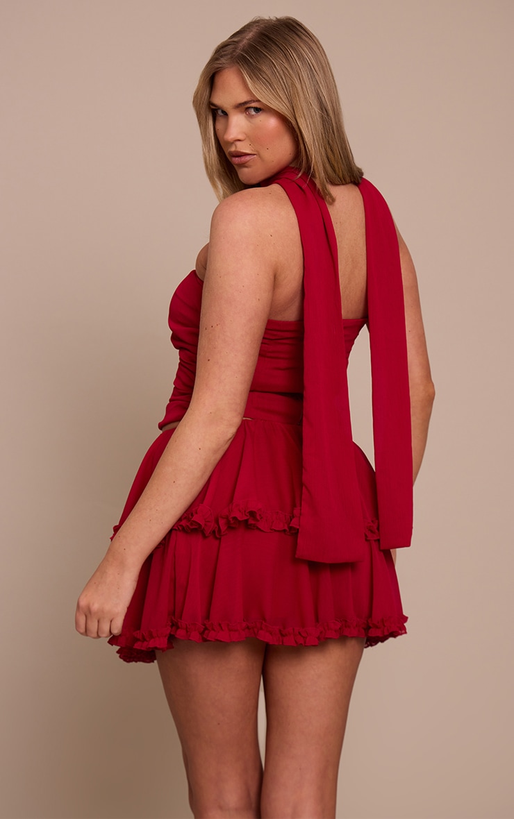 Shape Burgundy Chiffon Scarf Detail Bandeau Top image 2