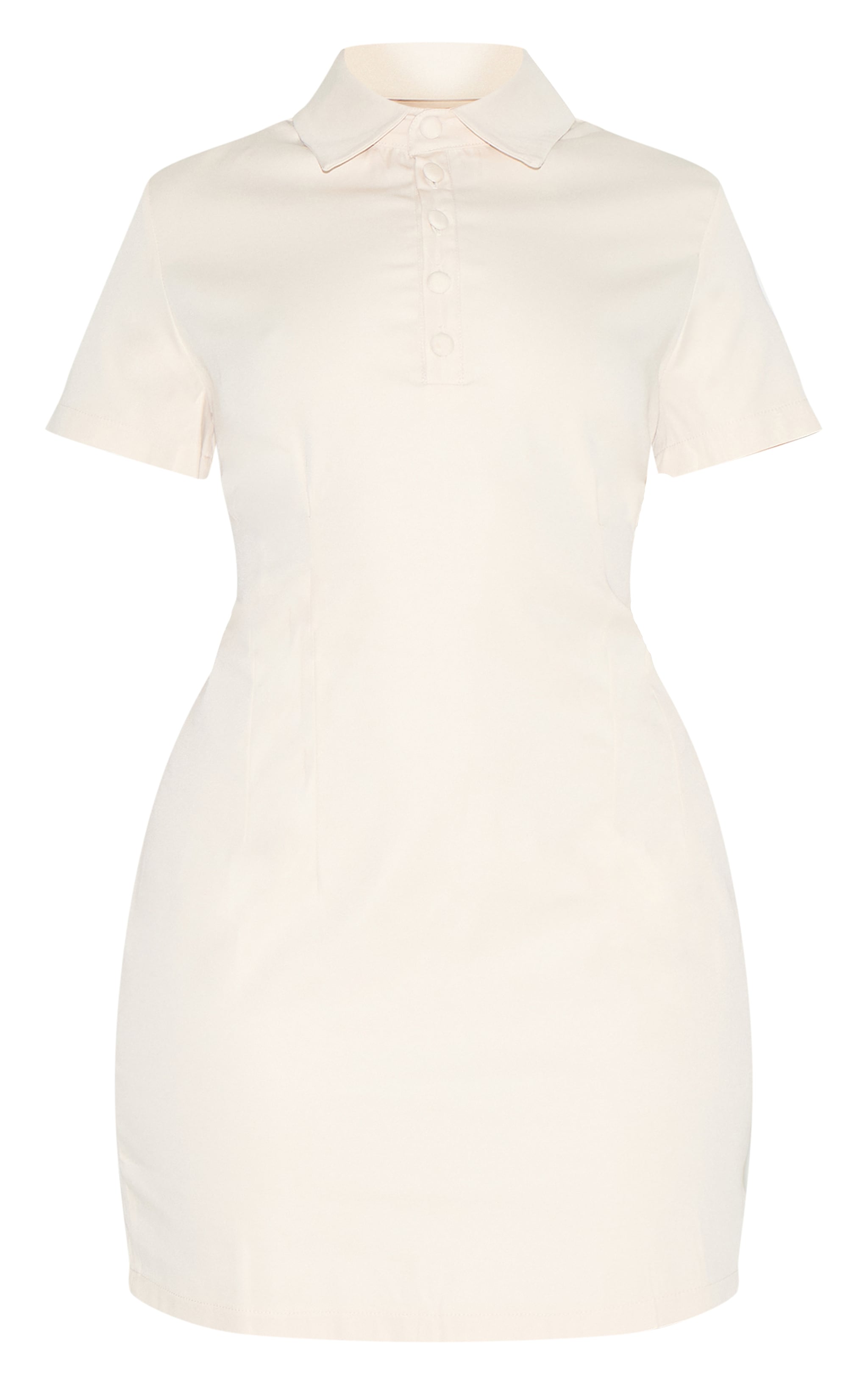 Shape Cream Stretch Woven Button Front Mini Dress image 5
