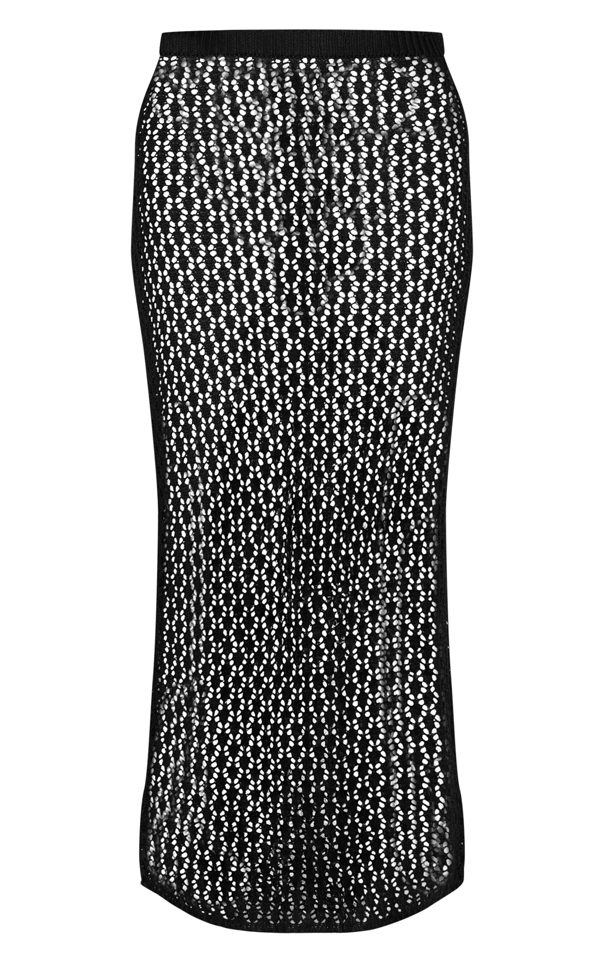 Black Crochet Knit Maxi Skirt image 5