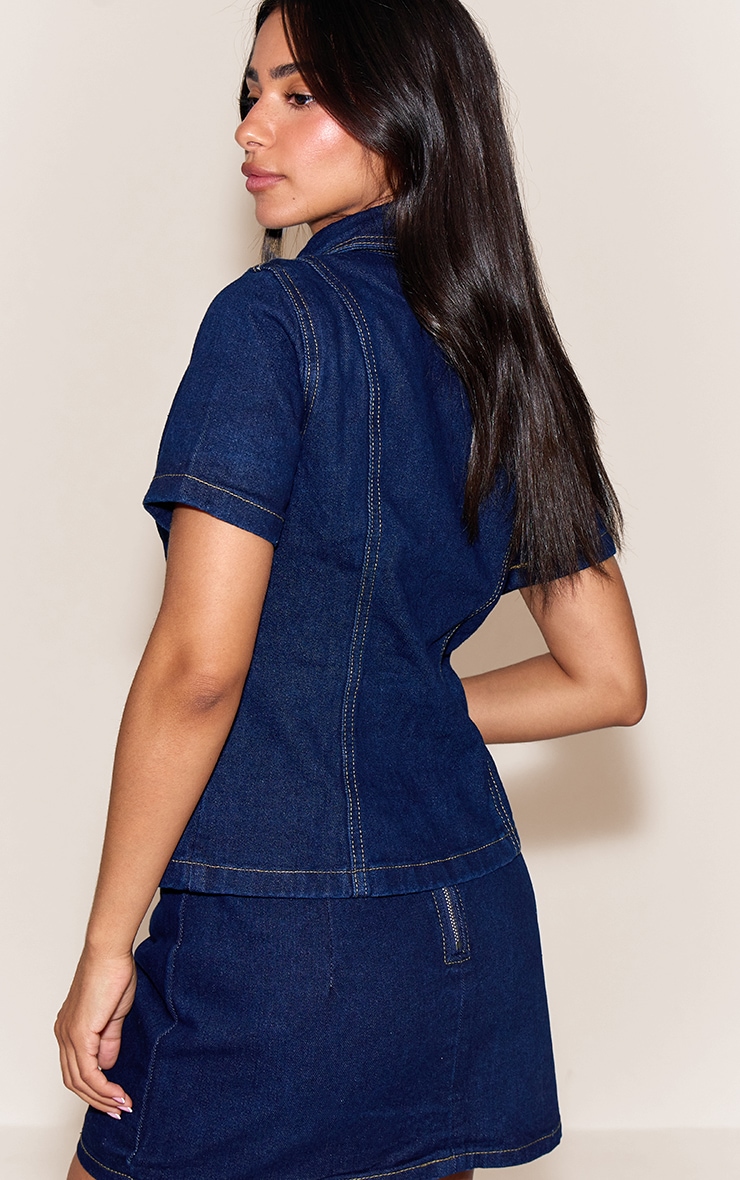 Petite Mini-jupe en jean indigo image 3