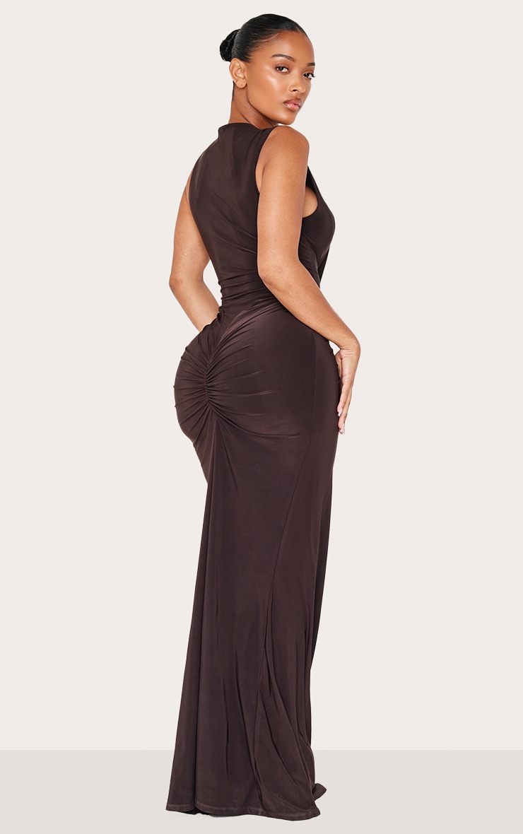 Shape Chocolate Sleeveless Ruched V Waist Maxi Dress image 2
