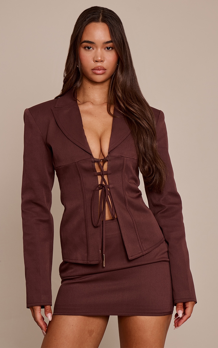 PLT Label Chocolate Tailored Micro Mini Skirt image 4