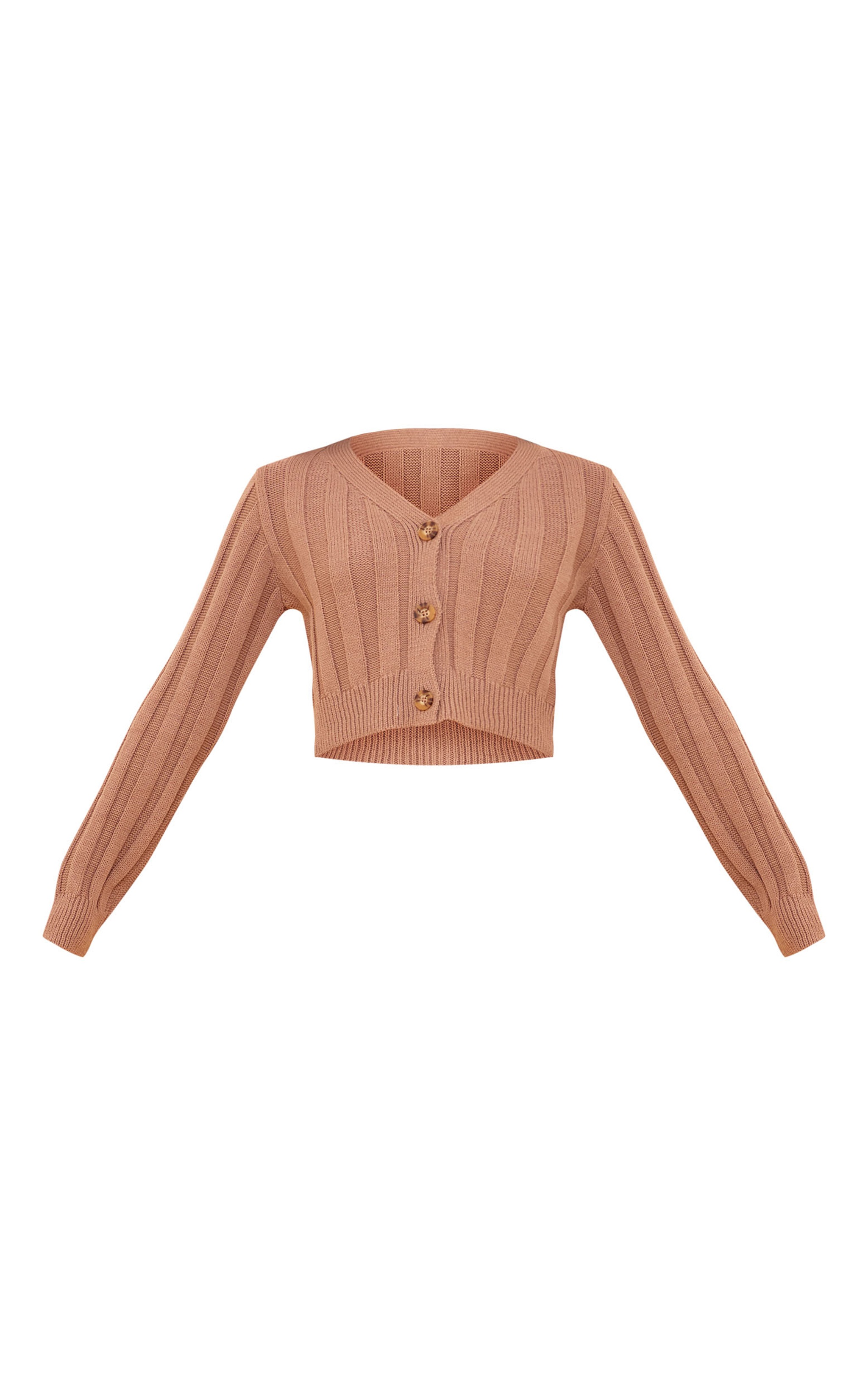 Mocha Wide Rib Textured Knit Button Up Cardigan image 5
