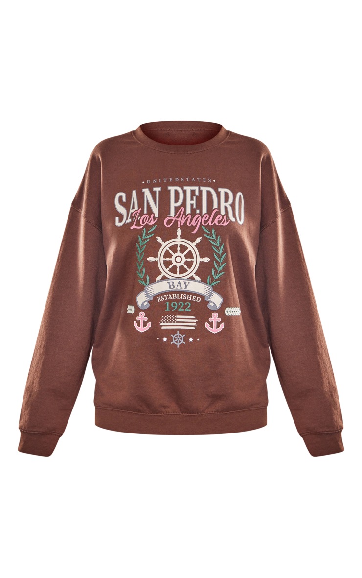 Chocolate San Pedro Print Marl Sweatshirt image 4