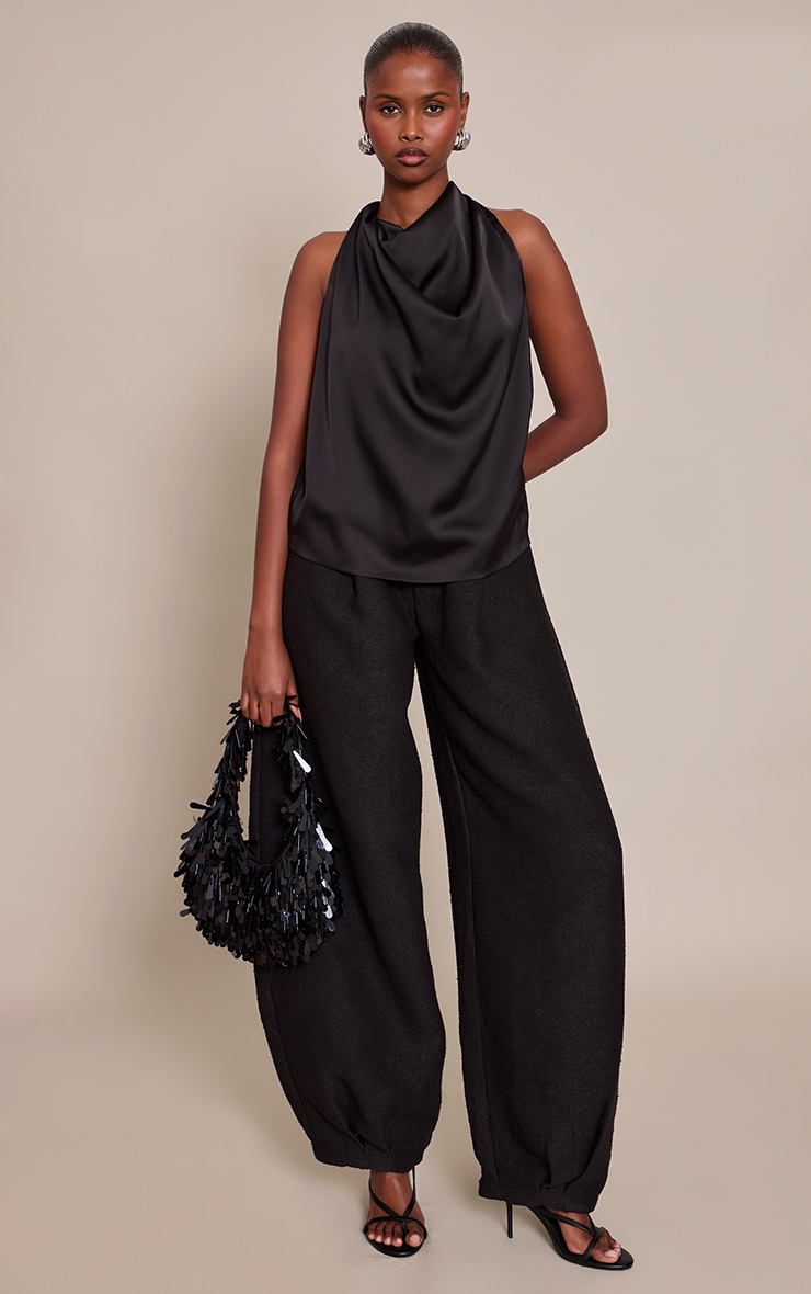 Black Satin Fringe Detail Top image 3