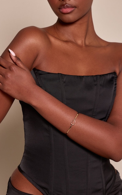 Gold Smooth Skinny Heart Bangle