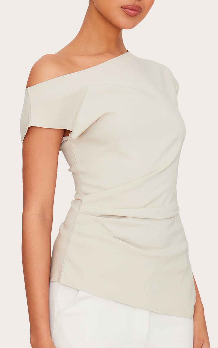 Stone Bengaline Slouch Asymmetric Long Top image 4
