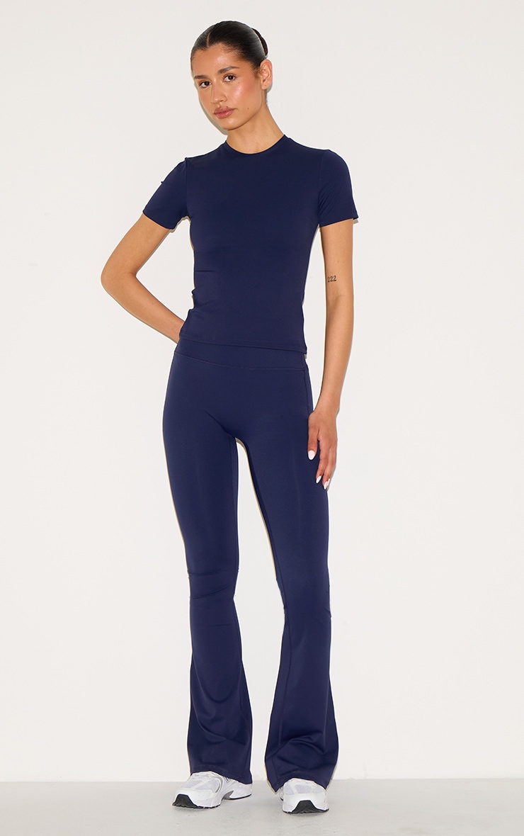 Tall Midnight Blue Sculpt Longline Short Sleeve Gym Top image 3