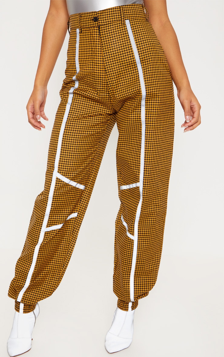 Mustard Check Reflective Check Track Pants PrettyLittleThing AUS