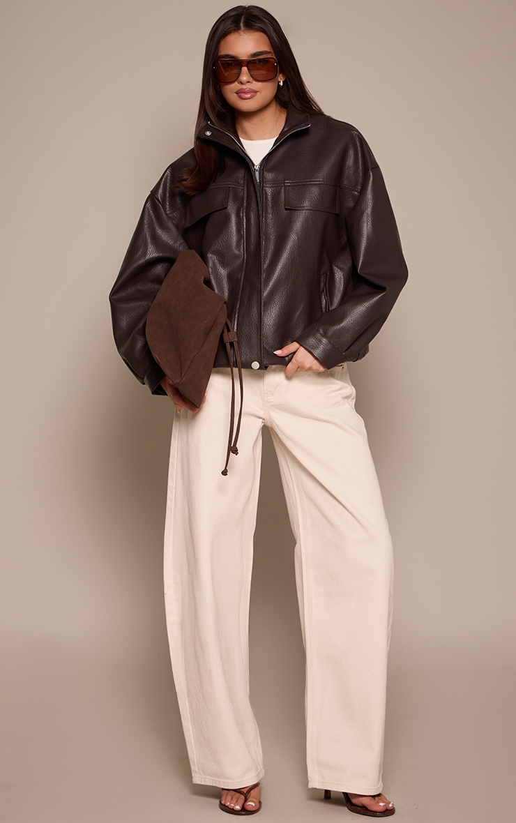 Ecru Low Rise Barrel Jeans image 1