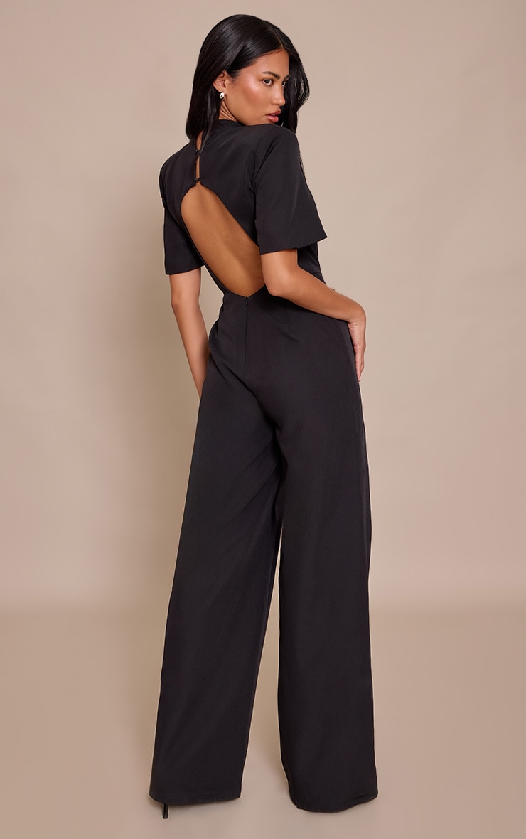 Black Tailored Short Sleeve Jumpsuit image 2