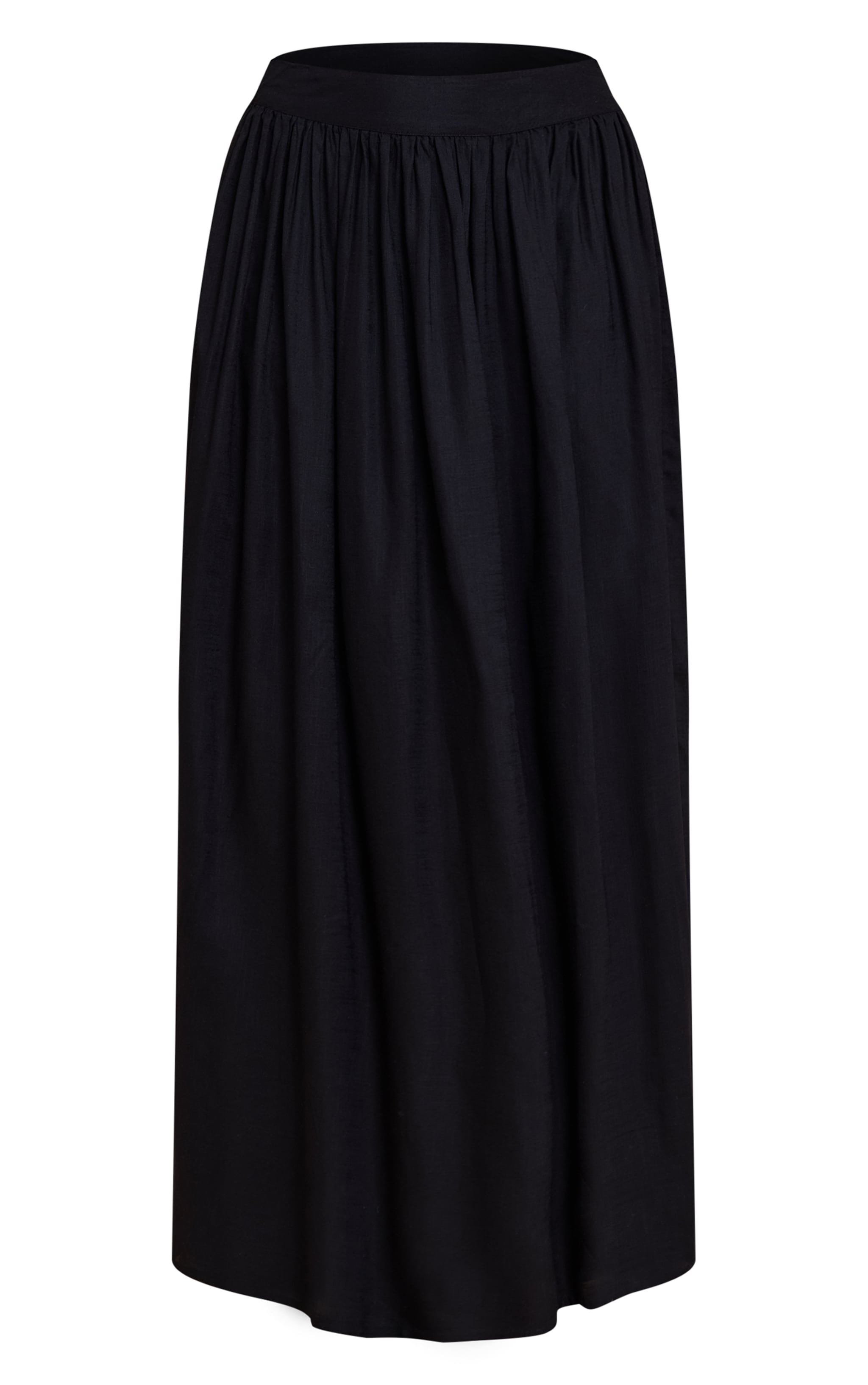 Black Pleated Linen Look Maxi Skirt image 5