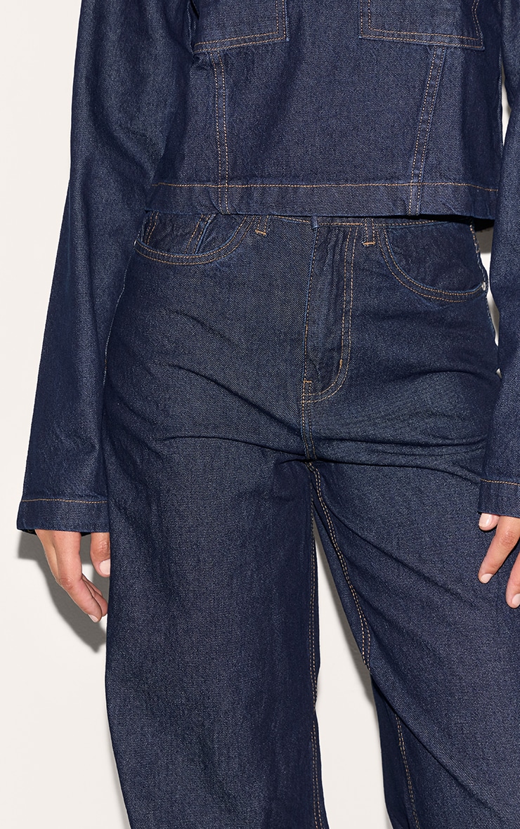 Tall Dark Indigo High Waist Turn Up Hem Jeans image 4