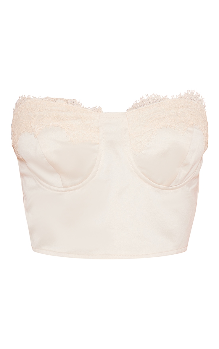 Champagne Satin Lace Trim Corset Top image 5