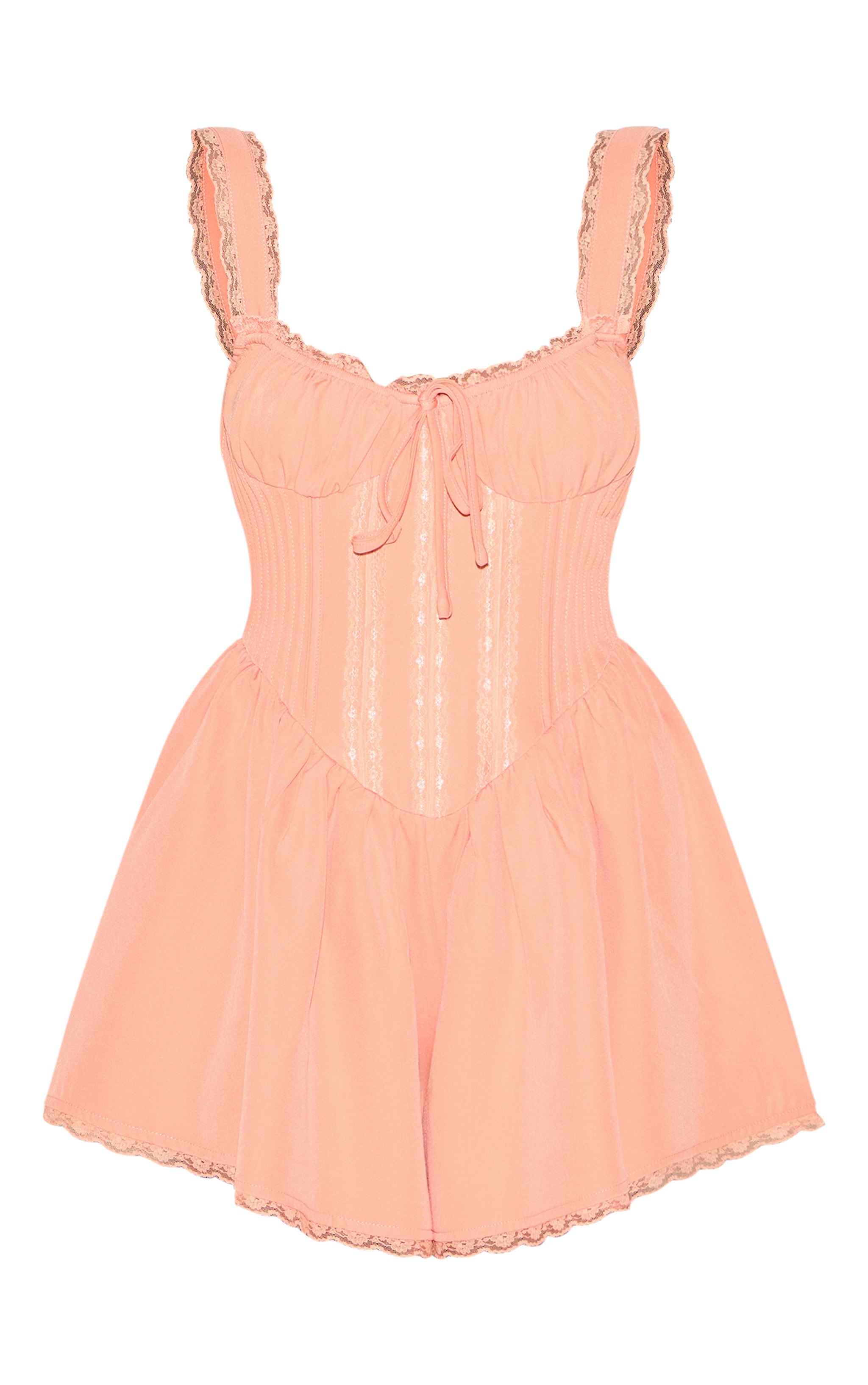 Apricot Woven Lace Detail Strappy Romper image 5
