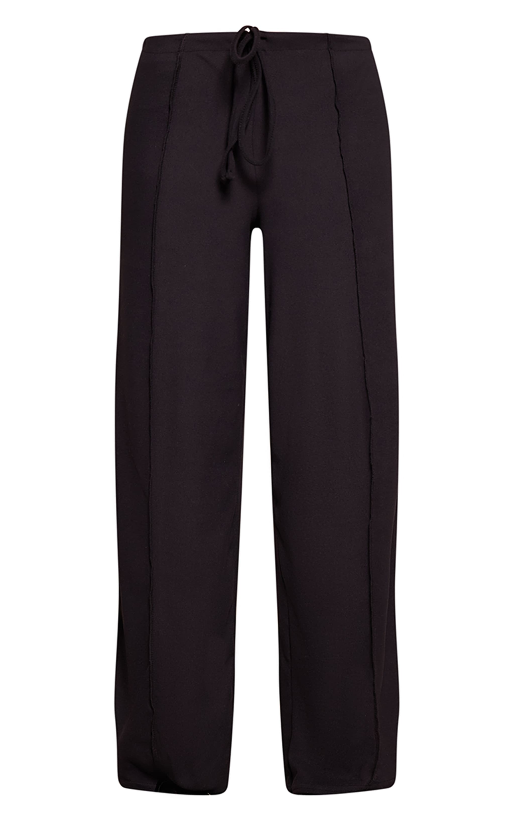 Black Seam Detail Wide Leg Pants image 5