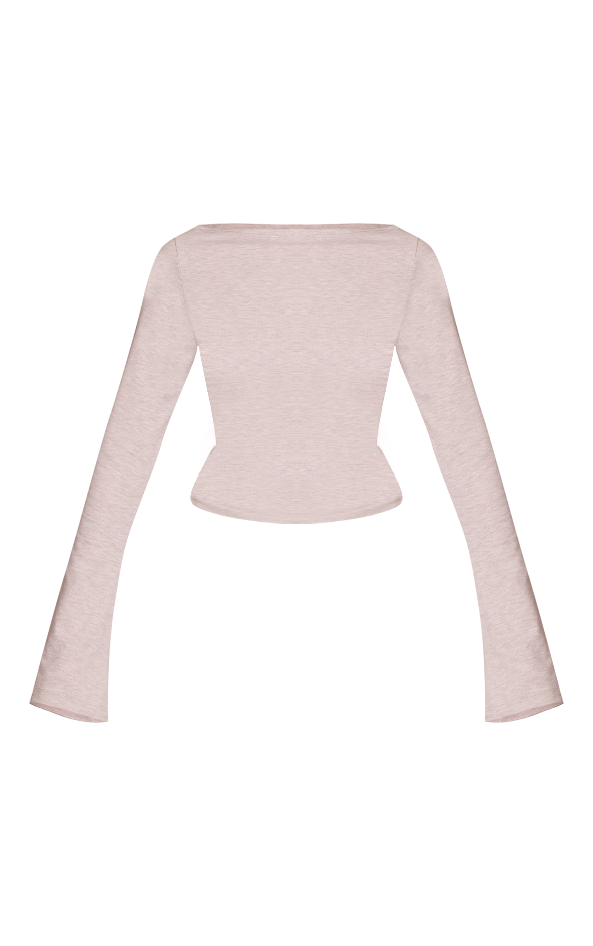 Grey Marl Soft Cotton Boat Neck Flared Long Sleeve Top image 5