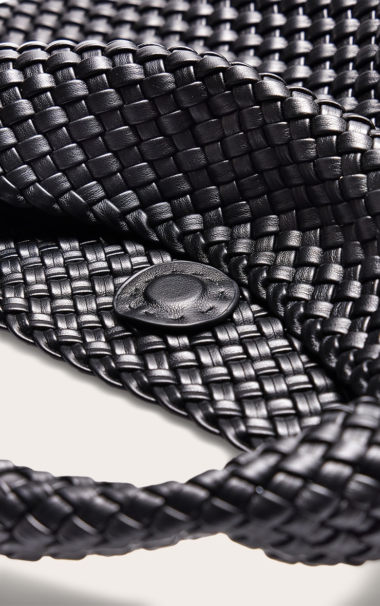 Premium Black Pu Weave Shoulder Bag image 5