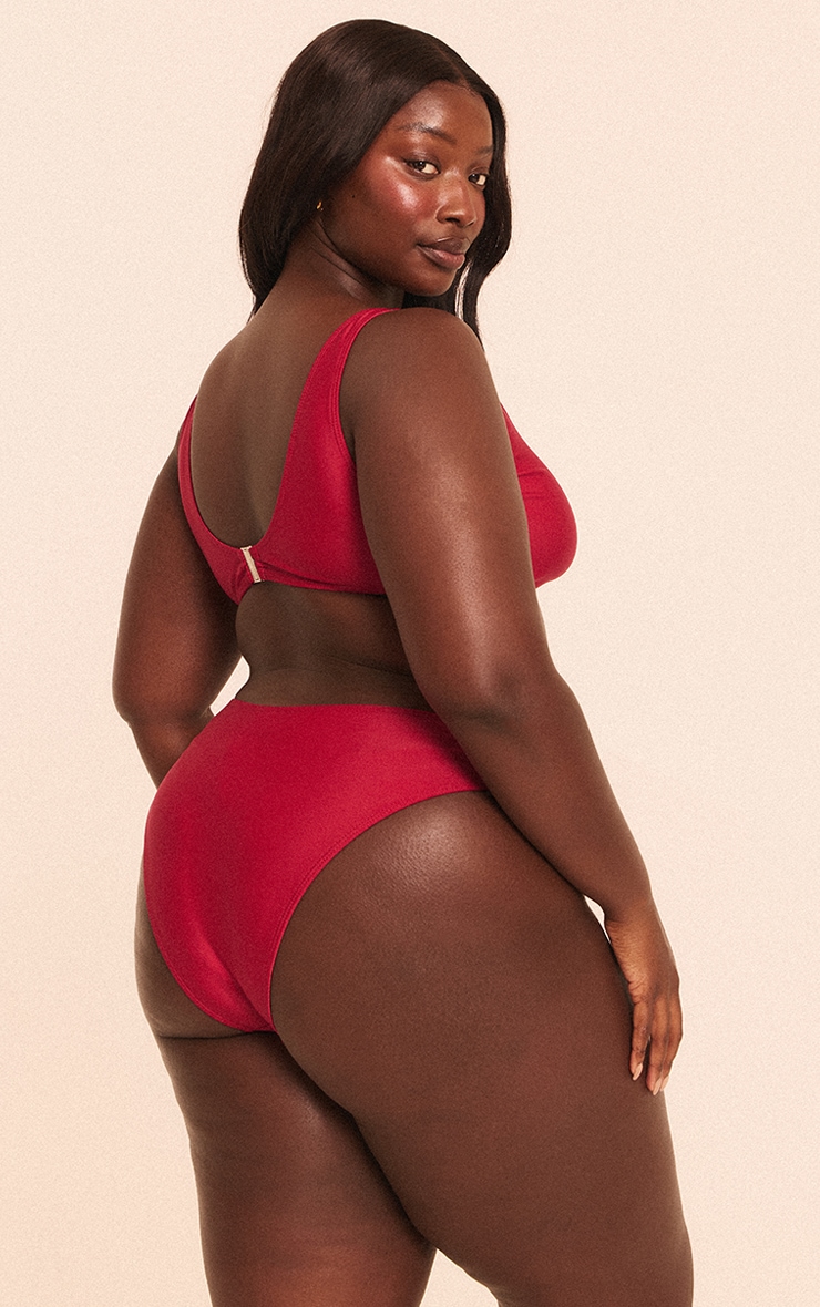 Plus Burgundy Tanga Bikini Bottoms image 2