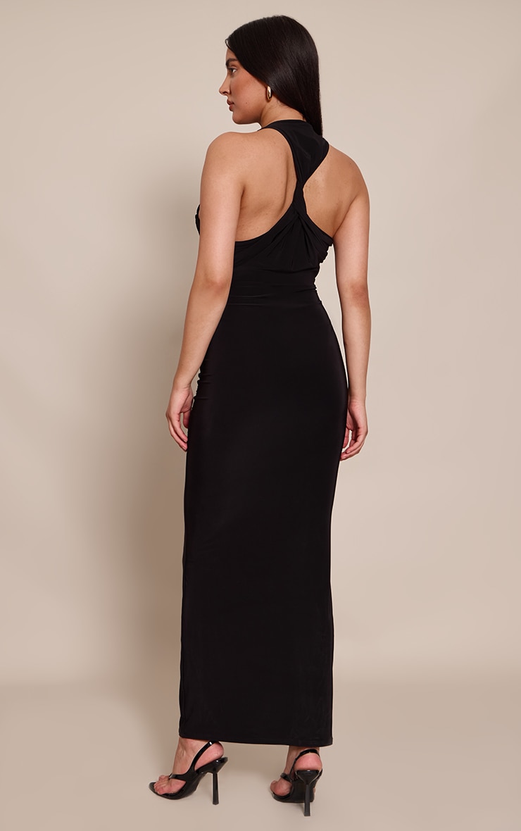 Black Twist Back Bodycon Maxi Dress image 2