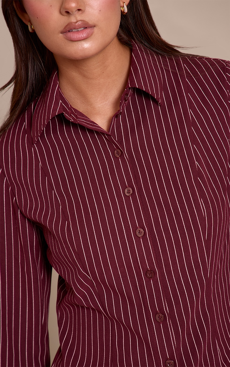 Plum Stripe Seam Detail Fitted Shirt image 4