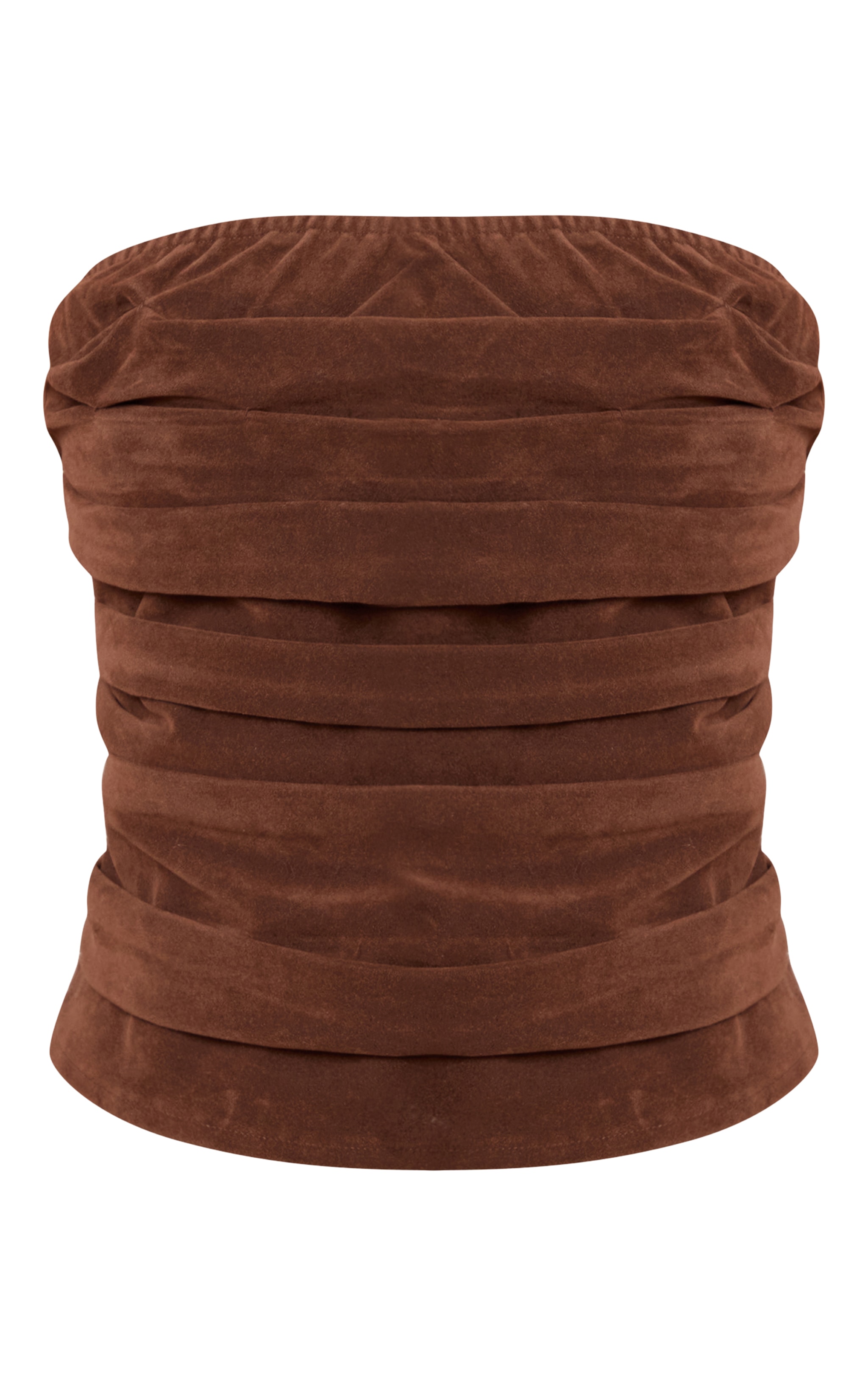 Petite Chocolate Suede Ruched Bandeau Top image 5