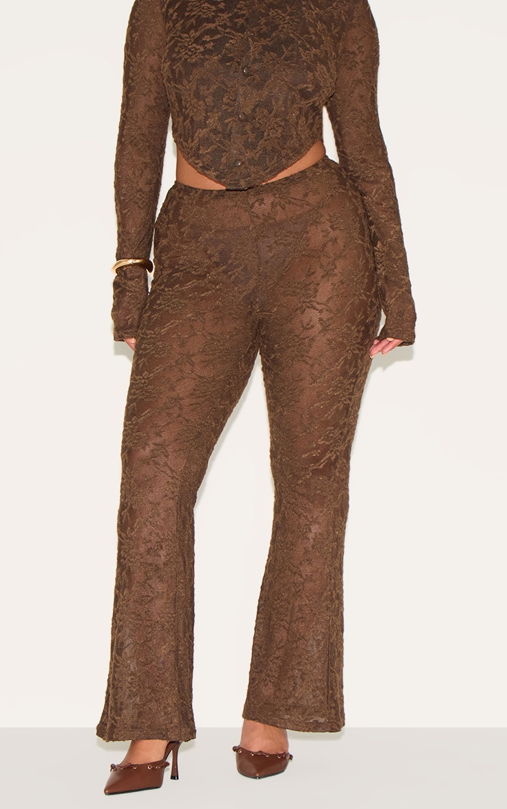 Shape Chocolate Textured Lace Highwaisted Flare Pants image 2