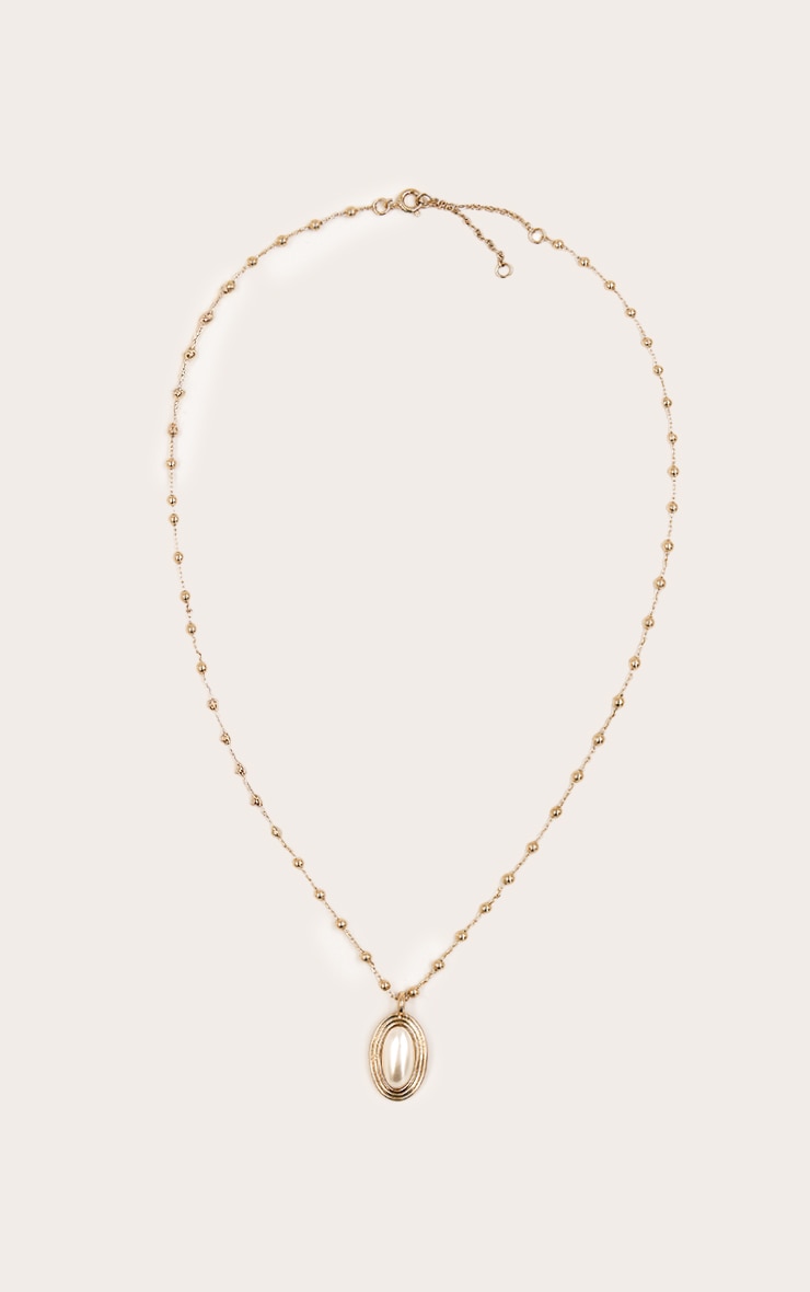 Cream Pearl Pendant Bobble Chain Necklace image 2