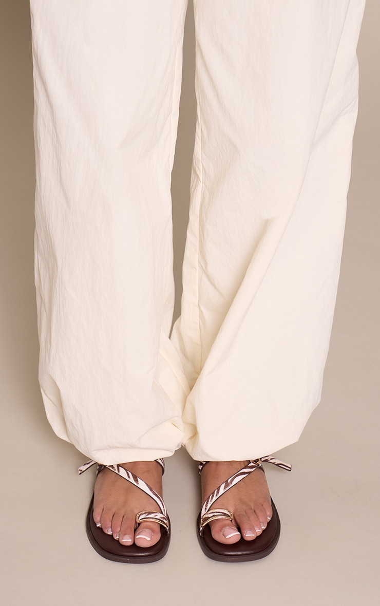 Zebra Real Pony Hair Cross Over Flat Sandals