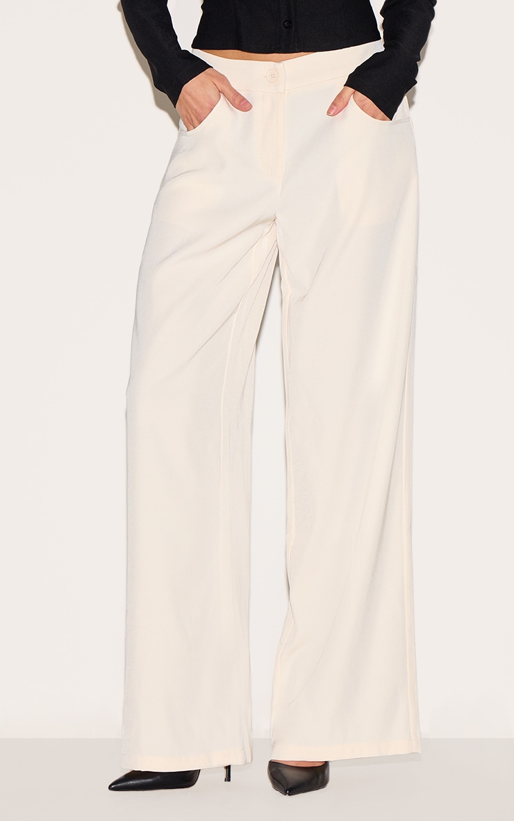 Cream Premium Woven High Waist Tailored Pants image 2