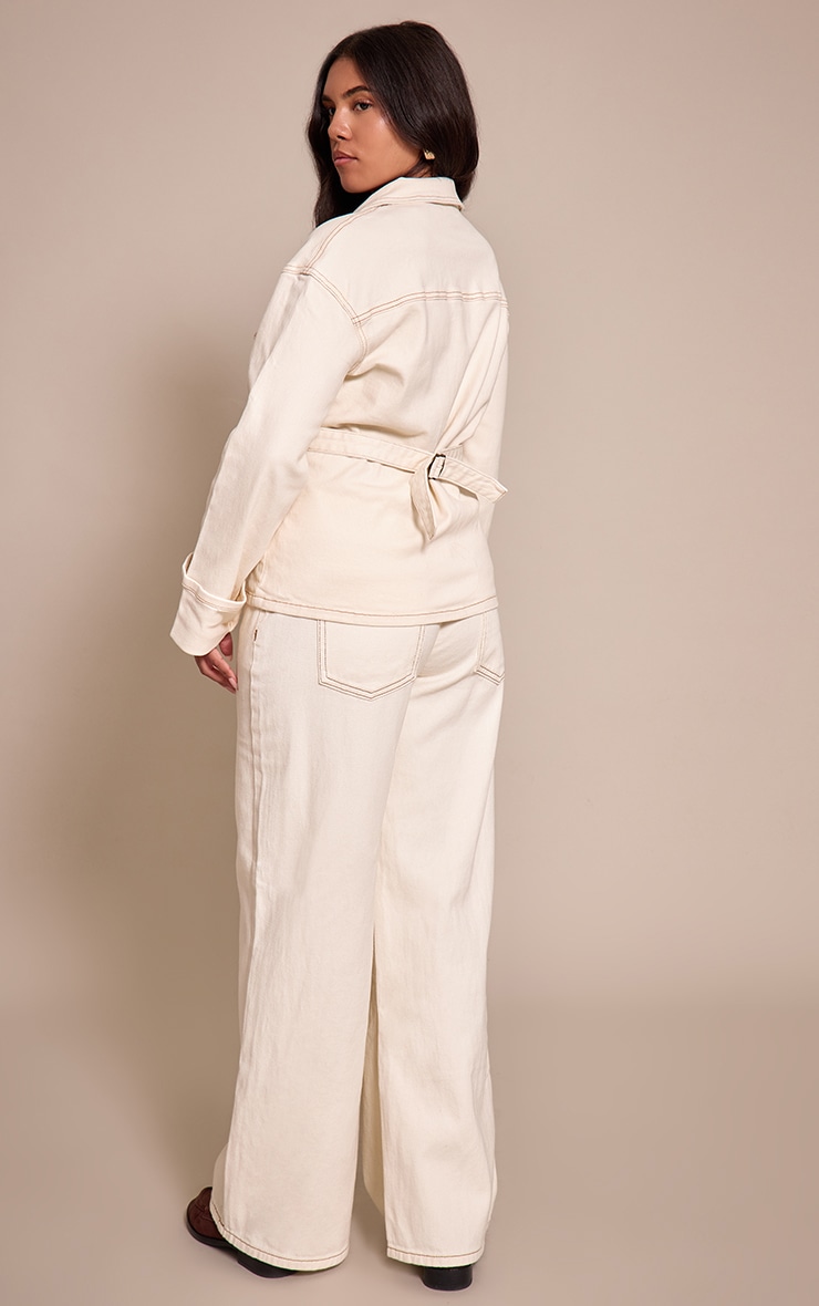Ecru Low Rise Wide Leg Jeans image 3