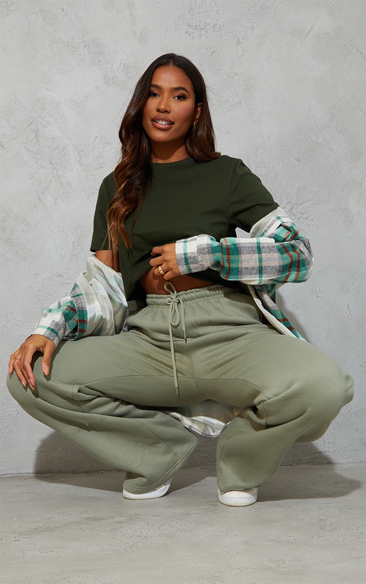 Cotton  Dark Green Oversized Crop T-Shirt image 3