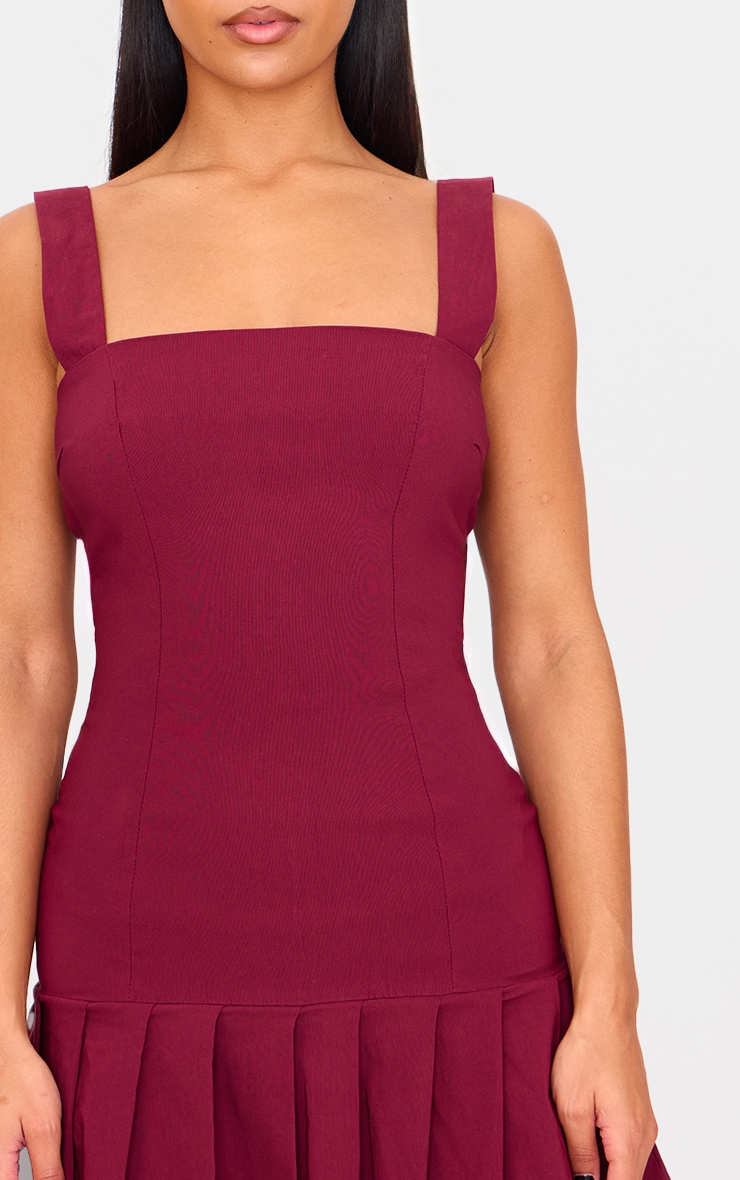 Burgundy Pleated Shift Dress image 4