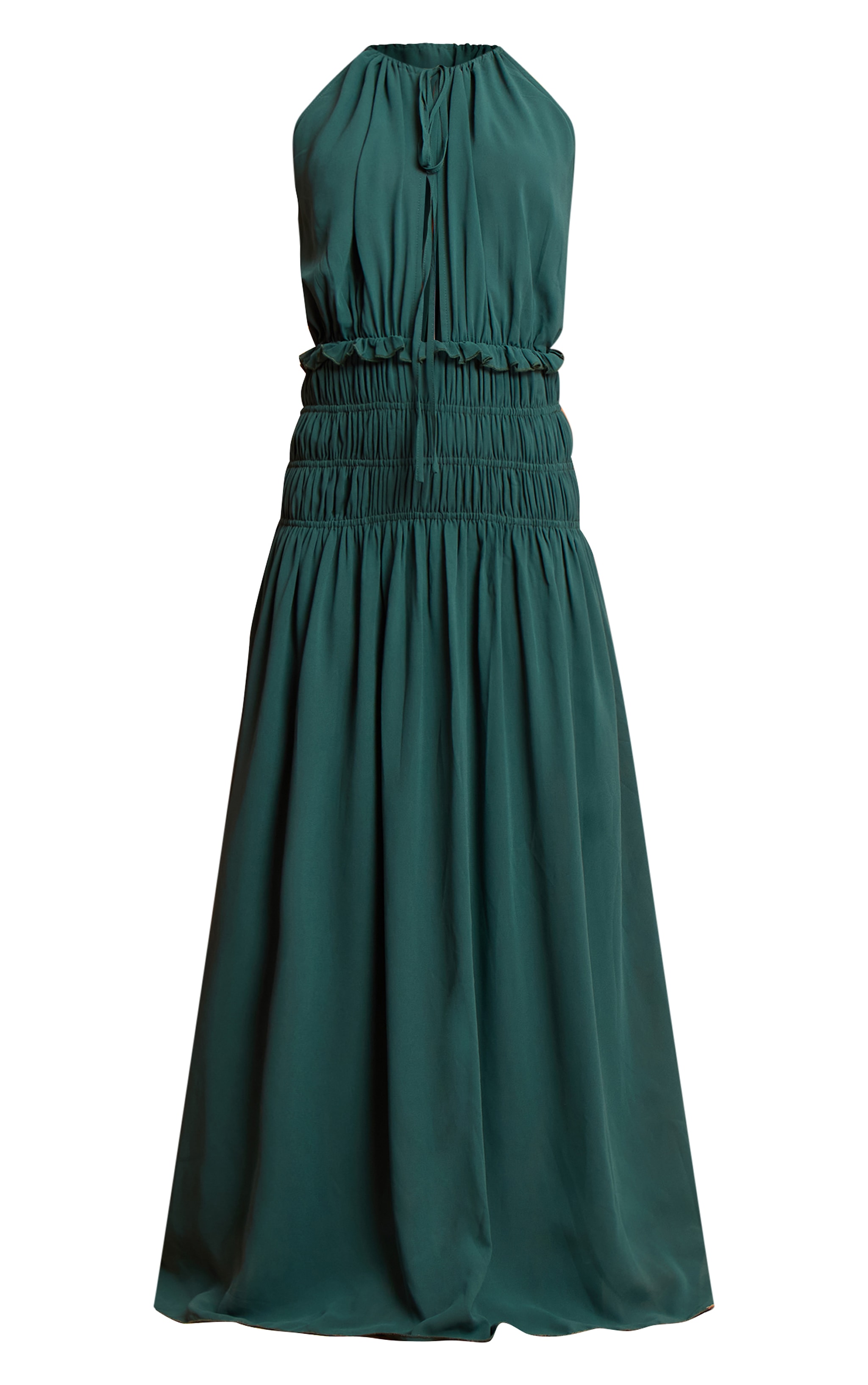 Teal Chiffon Shirred Maxi Dress image 5