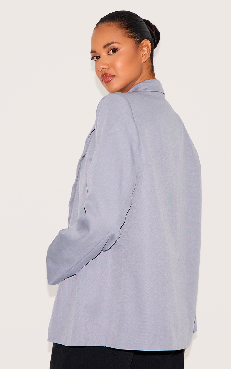Grey Oversized Drapey Button Detail Blazer image 2
