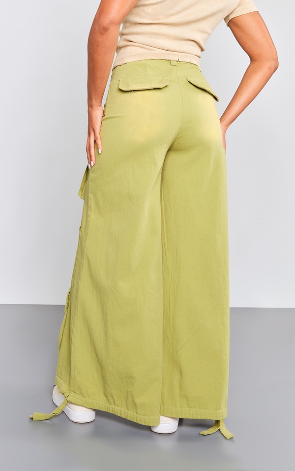 Sage Acid Wash Cargo Pants Denim PrettyLittleThing USA