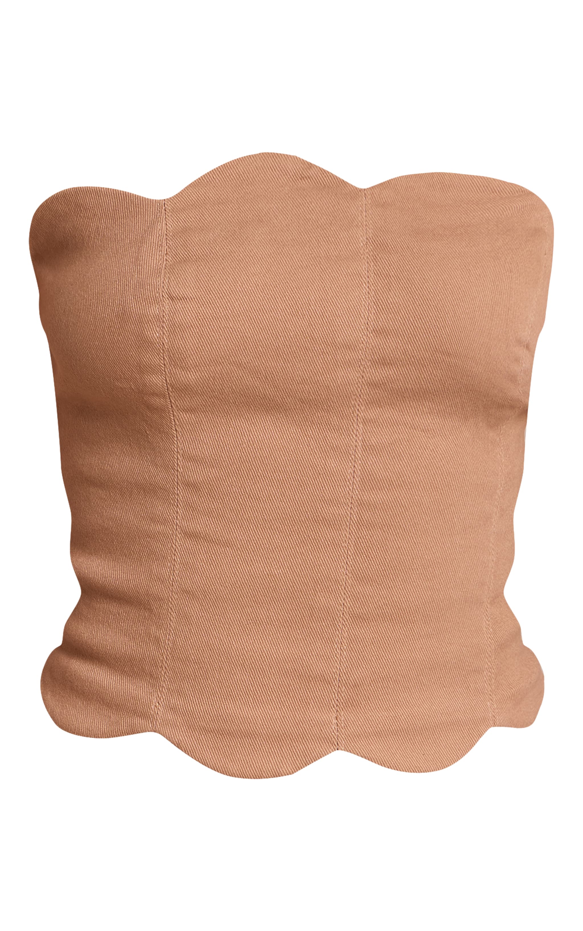 Petite Mushroom Denim Scalloped Edge Bandeau Top image 5