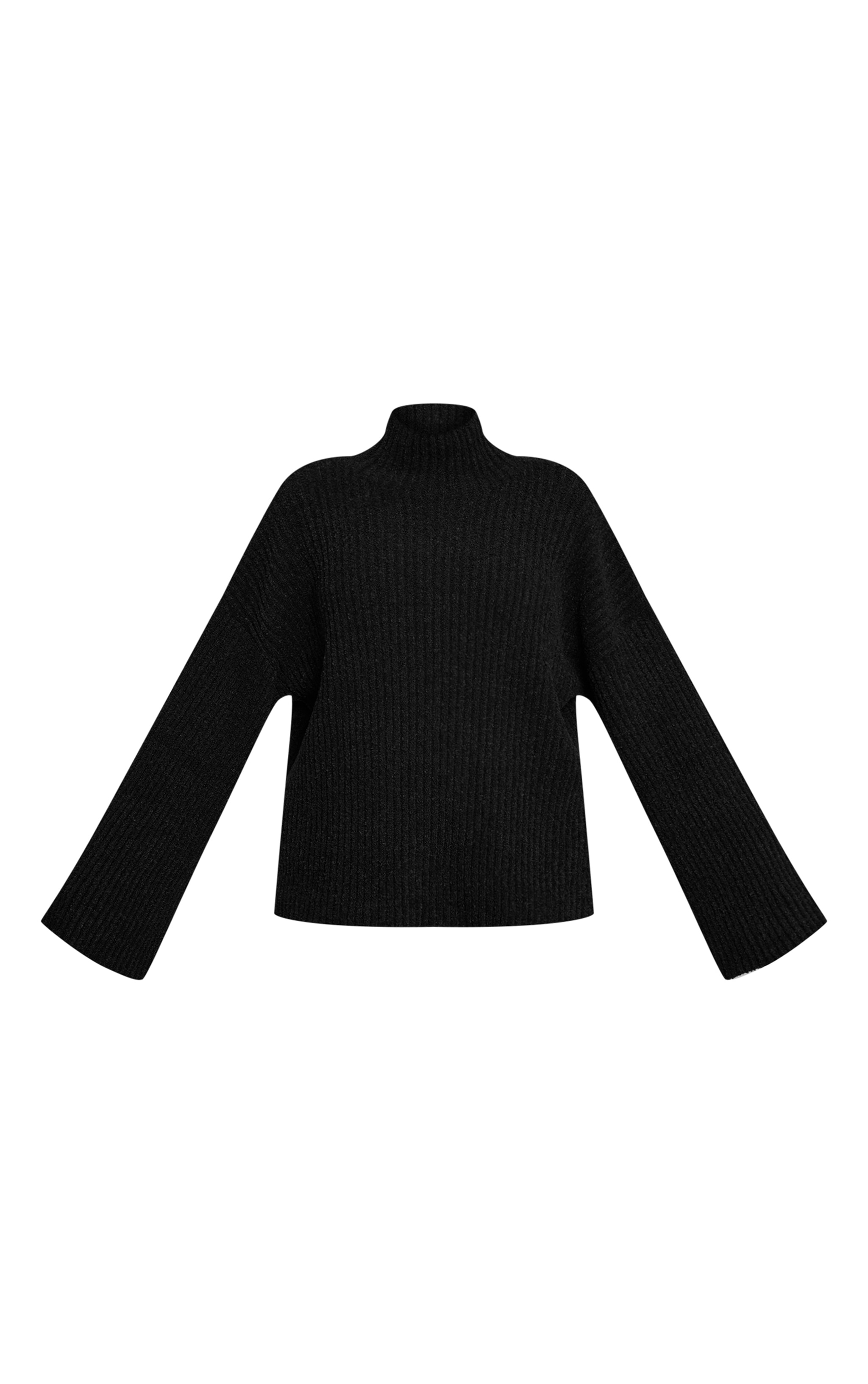 Plus Black Rib Boucle Knit Oversized Sweater image 5