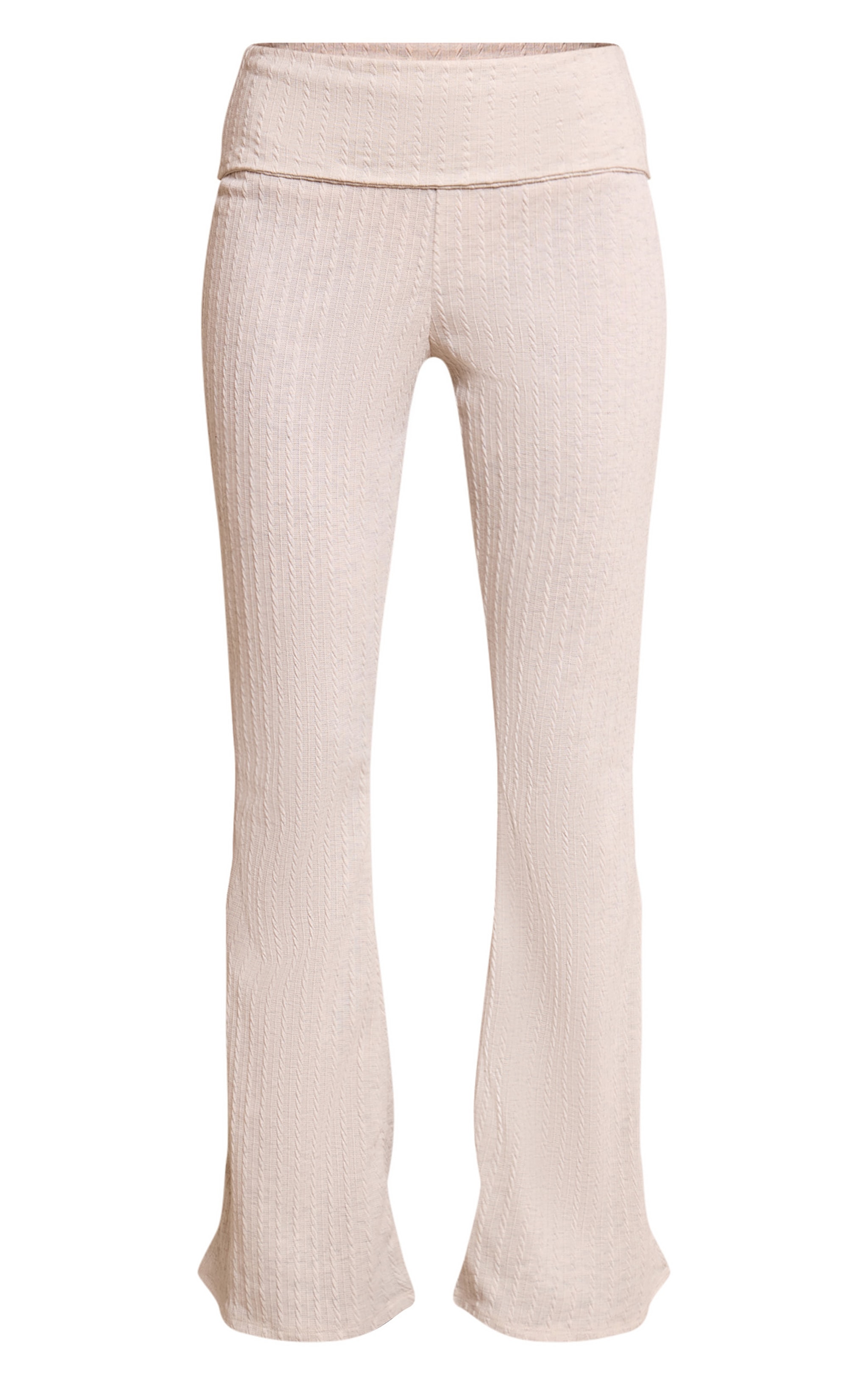 Stone Cable Textured Jersey Fold Over Flared Pant image 5