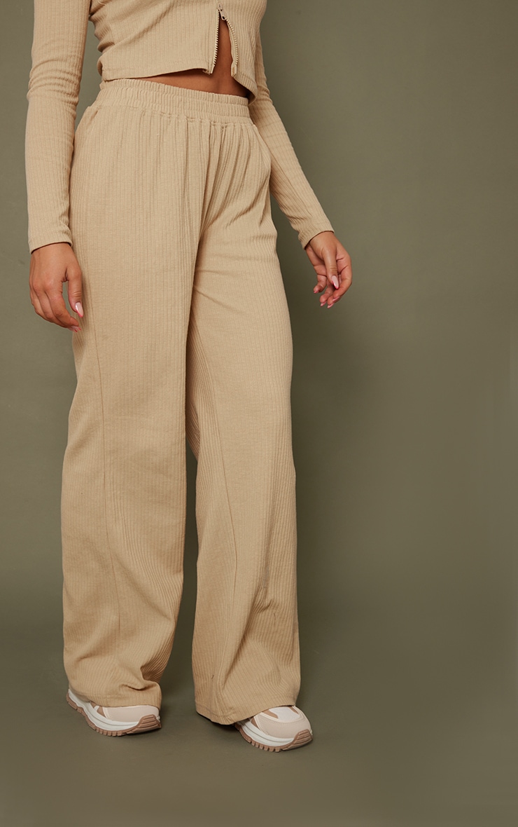 Camel Wide Rib Elasticated Waist Sweatpants image 2