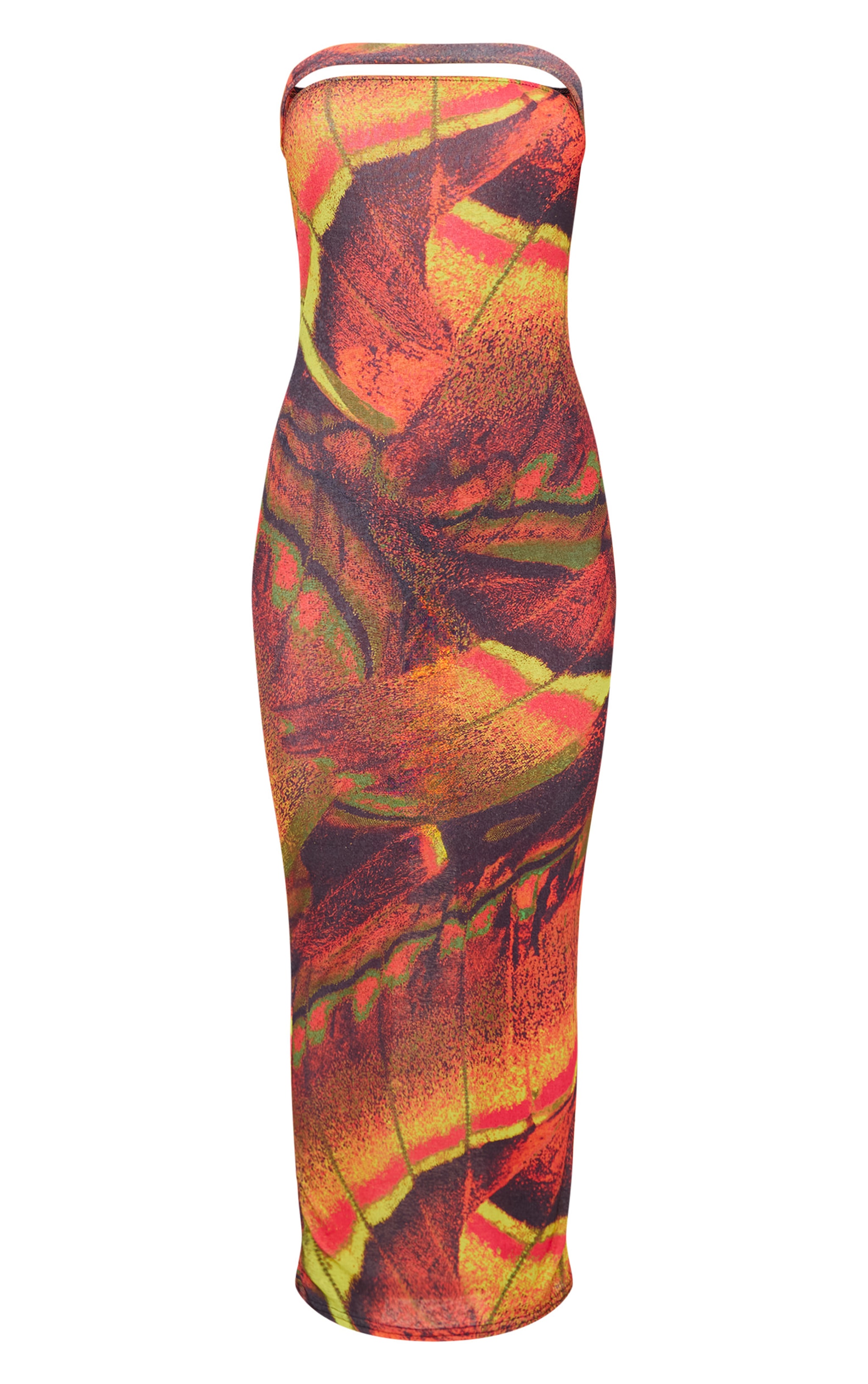 Multi Butterfly Printed Onion Skin Bandeau Midaxi Dress image 5