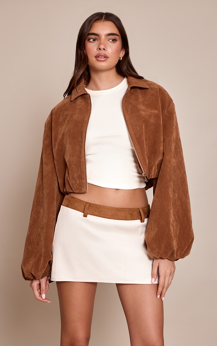 Beige Contrast Waistband Skort image 4