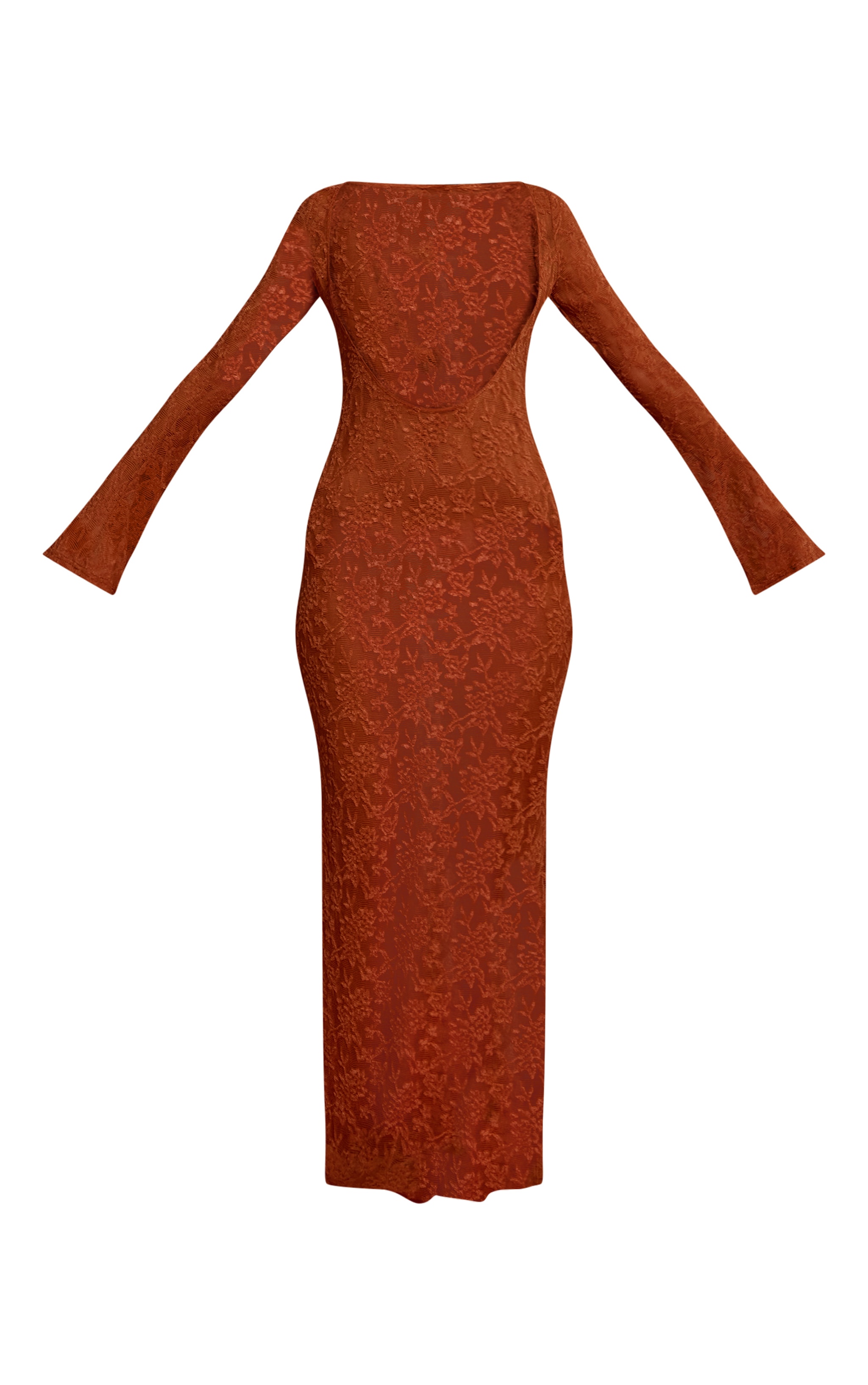 Rust Textured Knit Plunge Front Maxi Beach Dress image 5